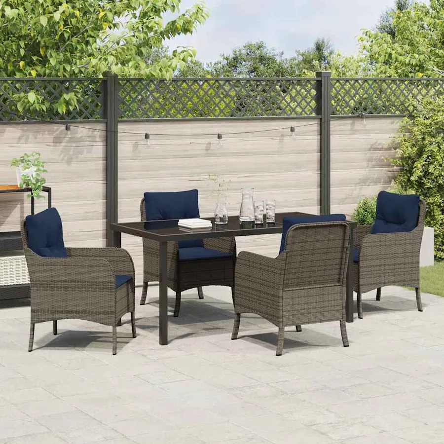 Ensemble de salle à manger pour jardin 5 pcs Gris polyrotin - 4