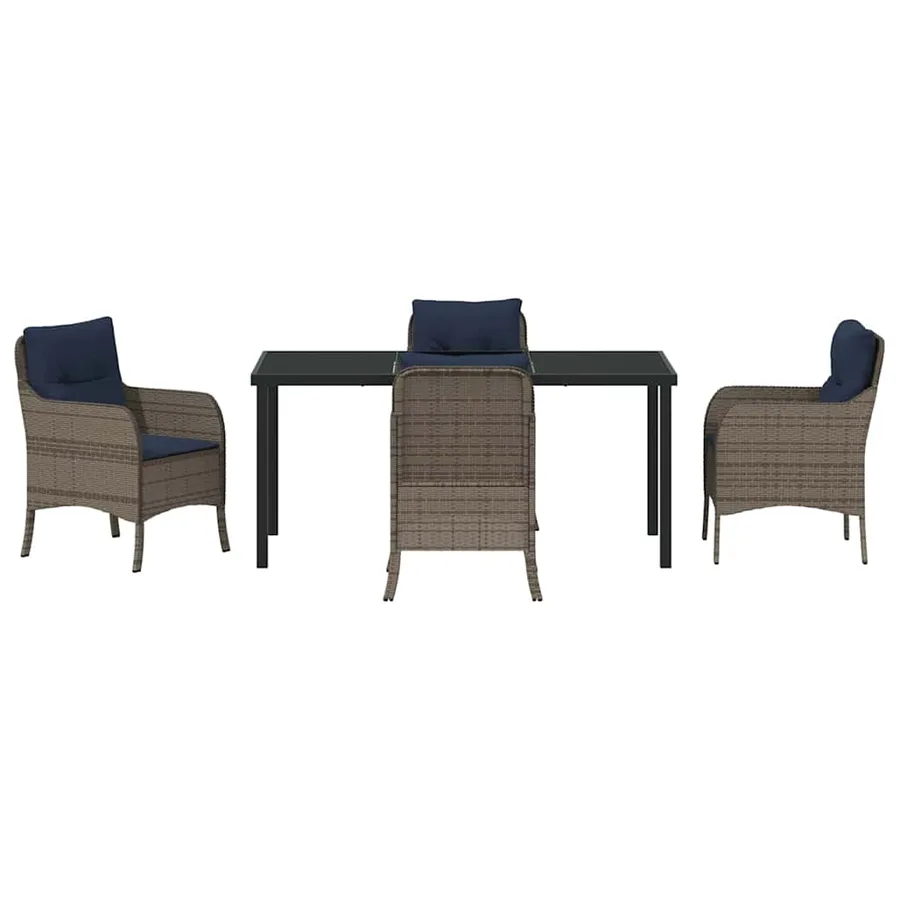 Ensemble de salle à manger pour jardin 5 pcs Gris polyrotin - 7