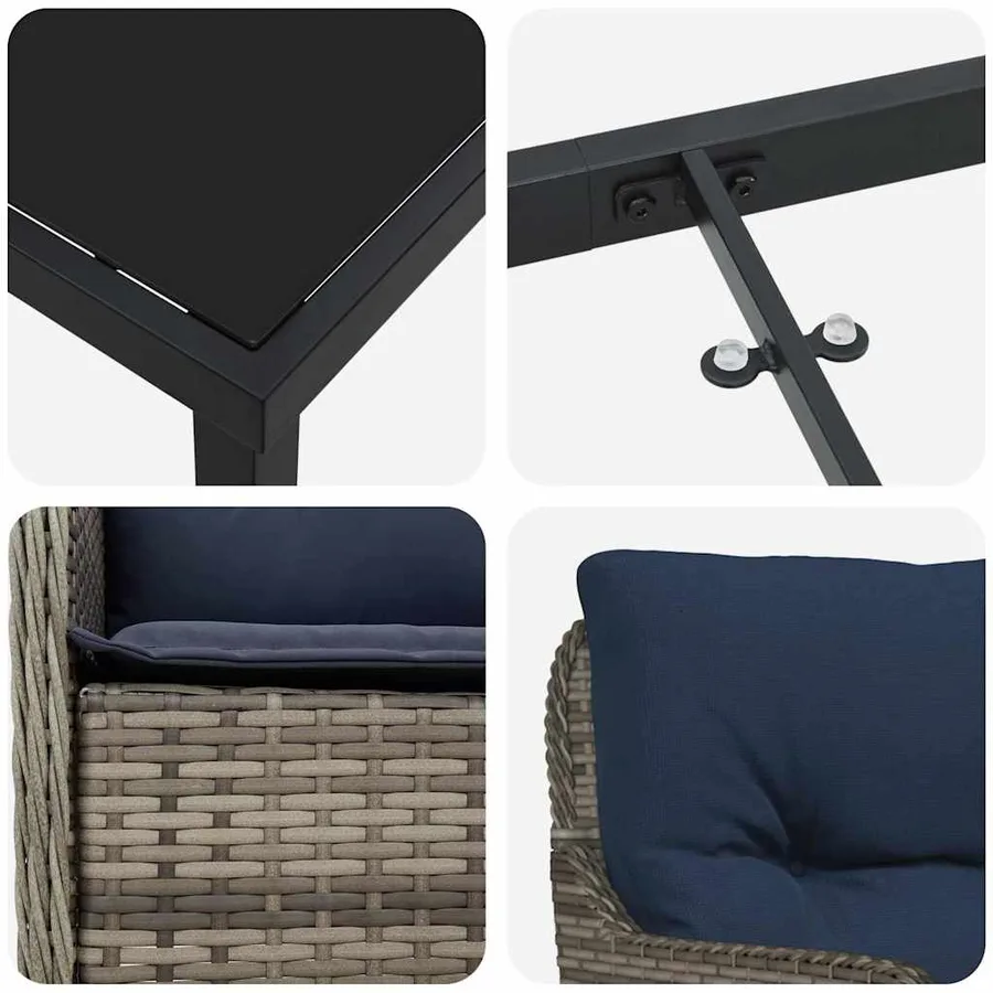 Ensemble de salle à manger pour jardin 5 pcs Gris polyrotin - 9