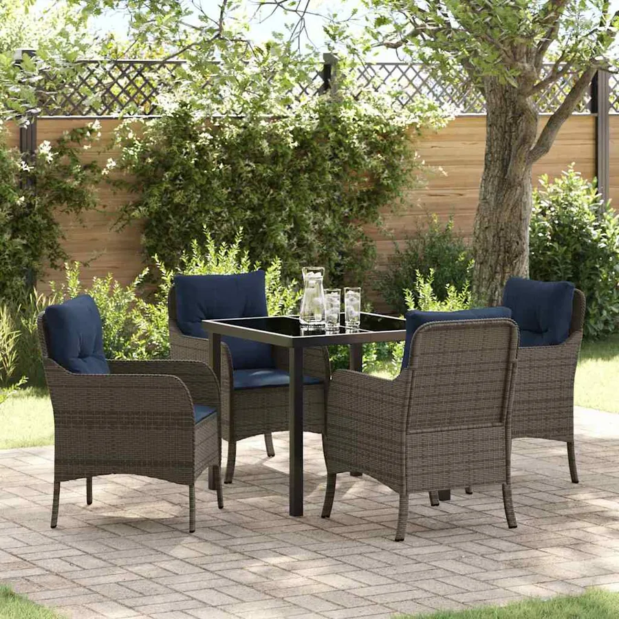 Ensemble de salle à manger pour jardin 5 pcs Gris polyrotin