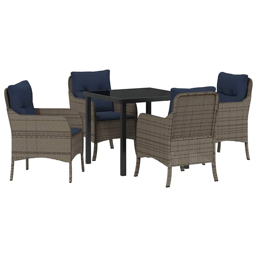 Ensemble de salle à manger pour jardin 5 pcs Gris polyrotin - 2