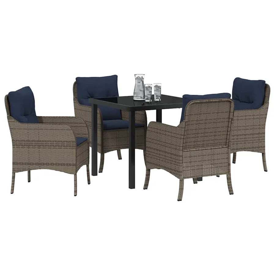 Ensemble de salle à manger pour jardin 5 pcs Gris polyrotin - 3