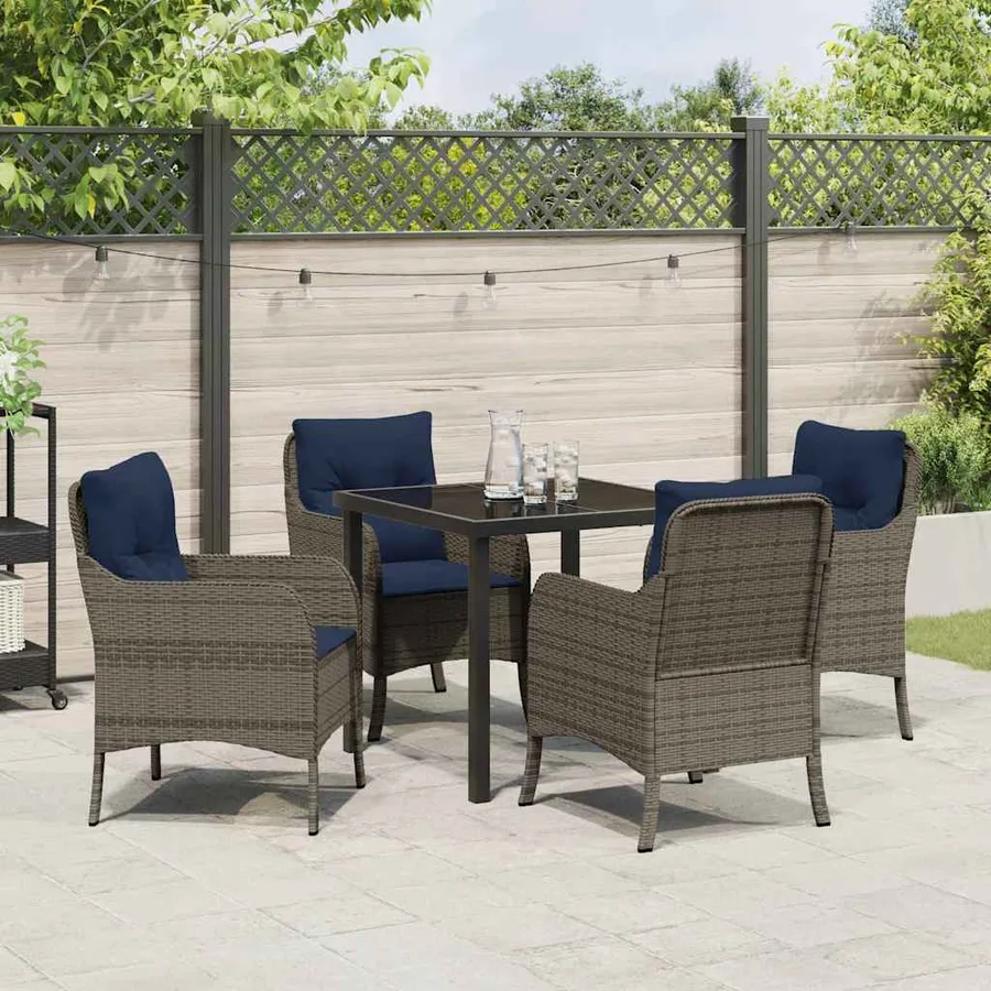 Ensemble de salle à manger pour jardin 5 pcs Gris polyrotin - 4