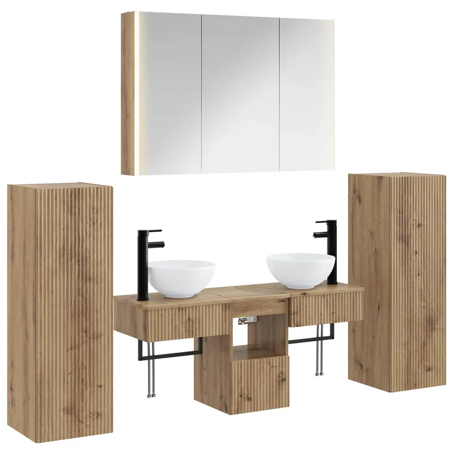 Ensemble de mobilier de salle de bain 6 pc Chêne artisanal - 2