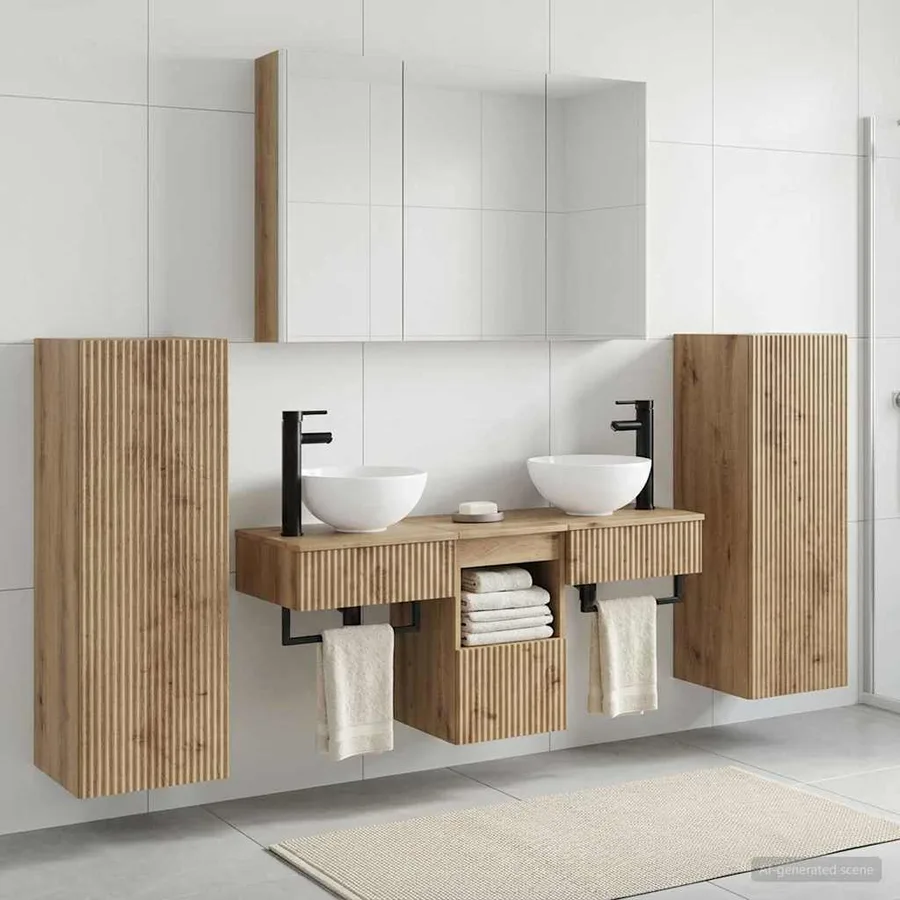 Ensemble de mobilier de salle de bain 6 pc Chêne artisanal - 4