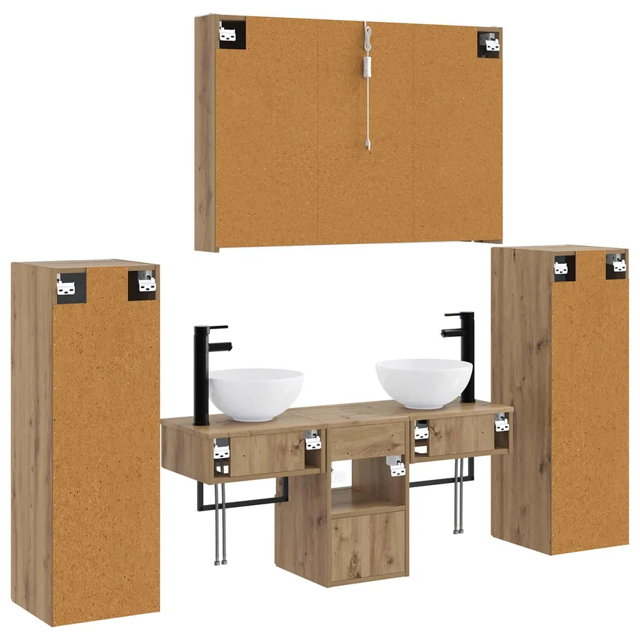 Ensemble de mobilier de salle de bain 6 pc Chêne artisanal - 9