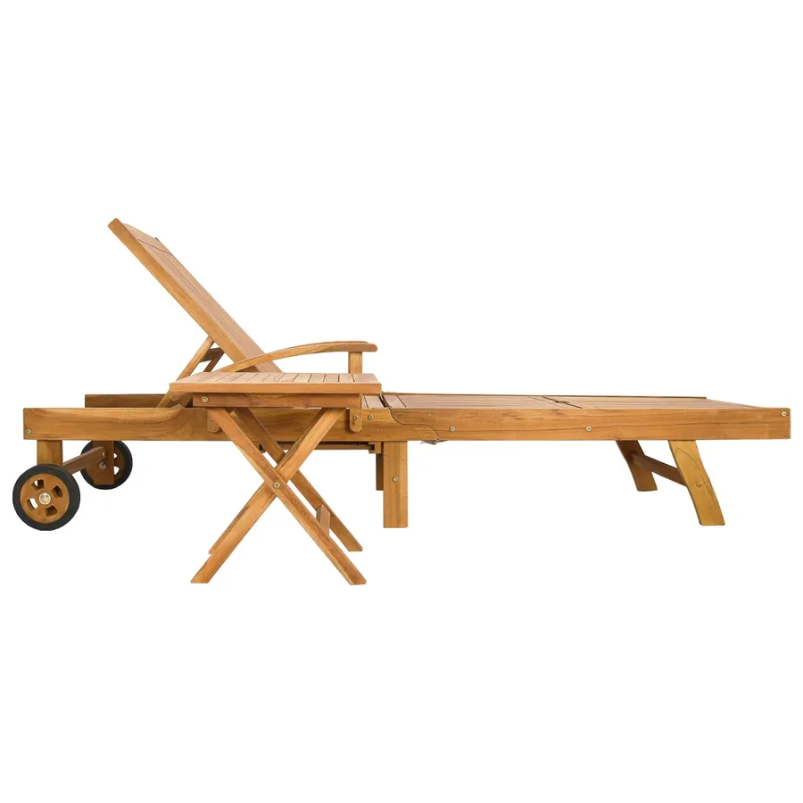 Transat avec Table Bois de teck massif Marron - 4