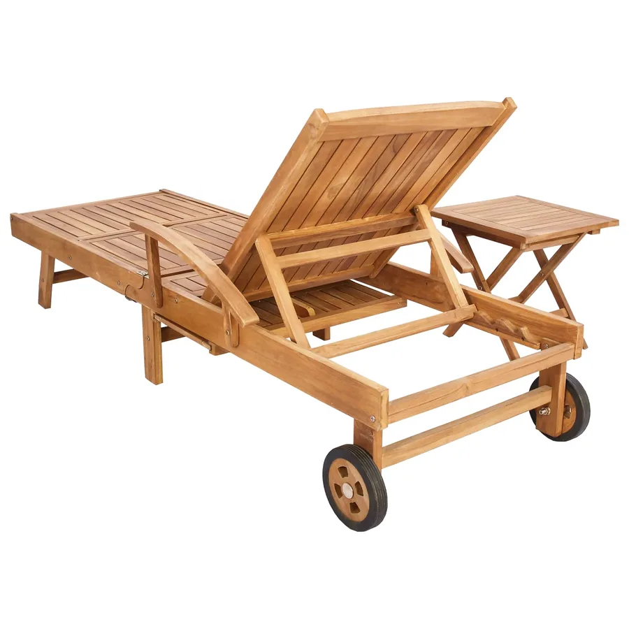 Transat avec Table Bois de teck massif Marron - 5