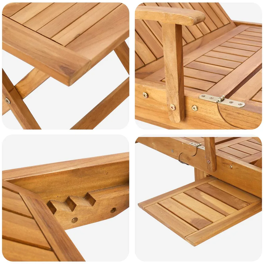 Transat avec Table Bois de teck massif Marron - 7