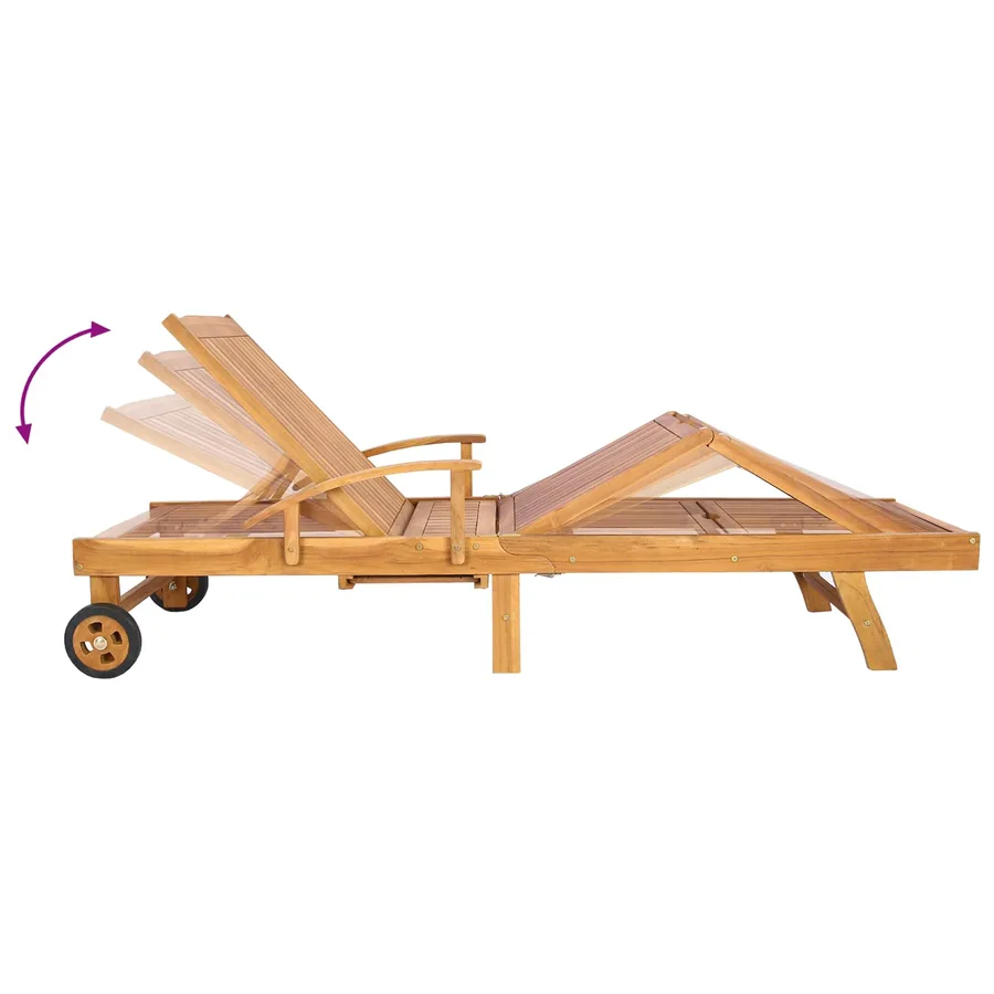 Transat avec Table Bois de teck massif Marron - 9