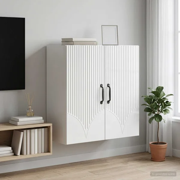 Armoire Murale Blanc brillant 59 x 31 x 60 cm Bois d'ingénierie