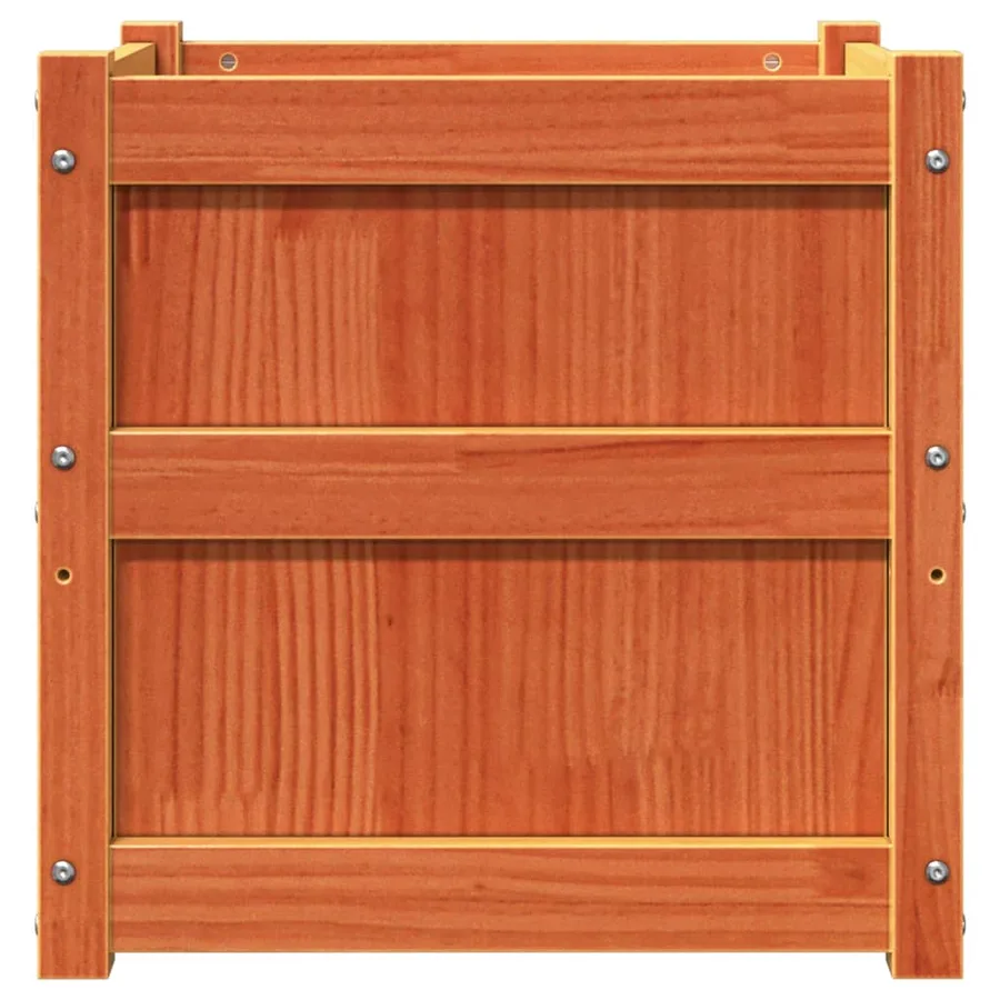 Jardinière cire marron 50x50x50 cm bois de pin massif - 5