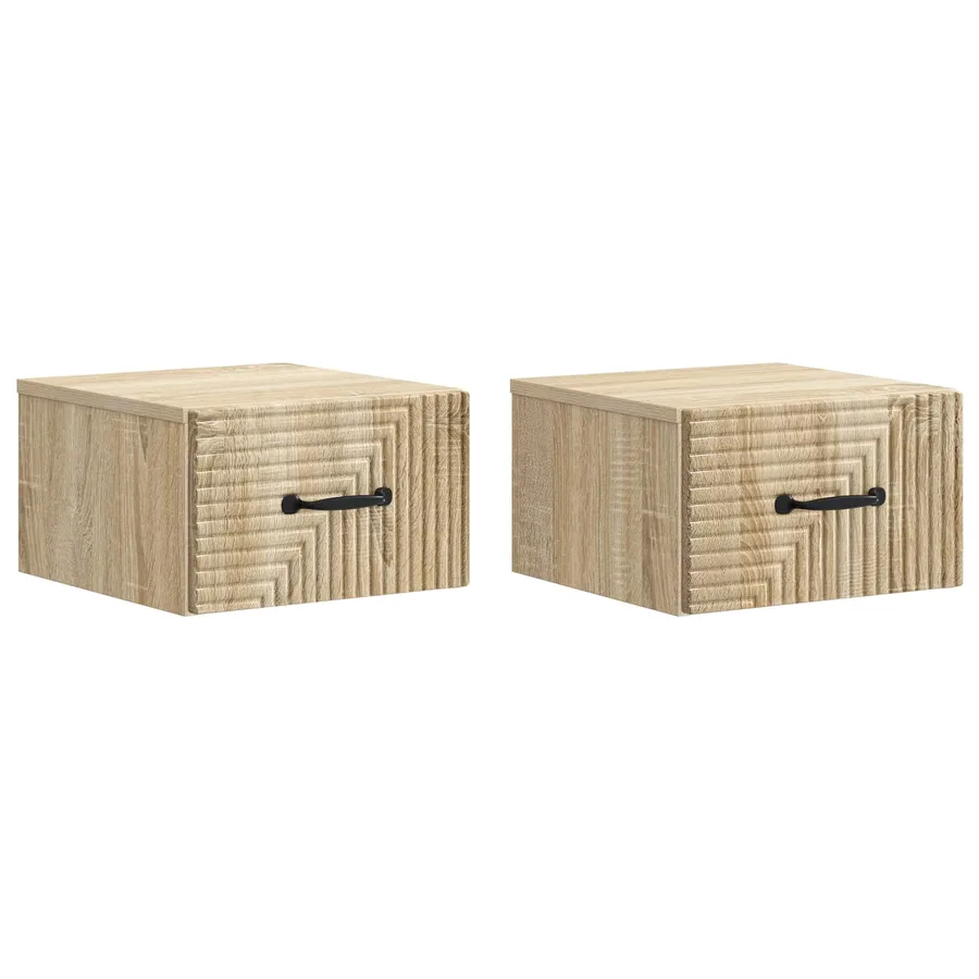 Cabinet de chevet mural 2 pcs Chêne Sonoma 34,5 x 33 x 20 cm - 2