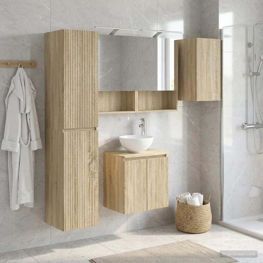 Ensemble d'armoire de salle de bain 5 pcs Chêne Sonoma
