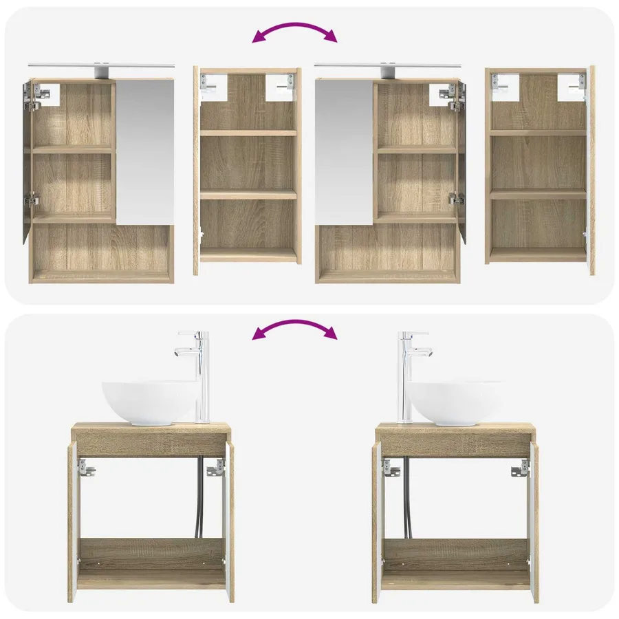 Ensemble d'armoire de salle de bain 5 pcs Chêne Sonoma - 14