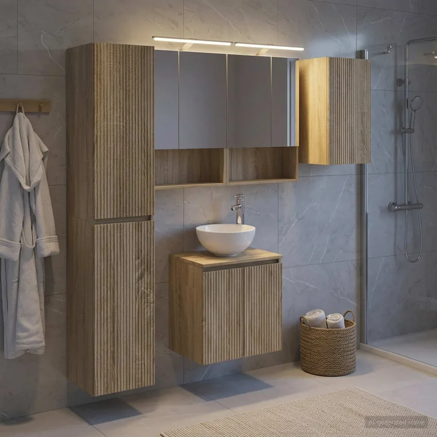 Ensemble d'armoire de salle de bain 5 pcs Chêne Sonoma - 4