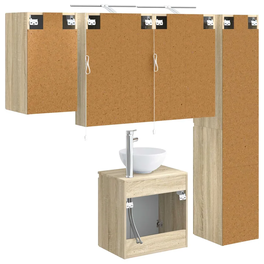 Ensemble d'armoire de salle de bain 5 pcs Chêne Sonoma - 9