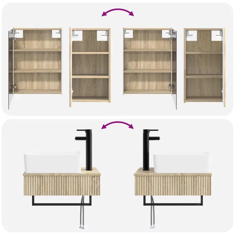 Ensemble de mobilier de salle de bain 5 pcs Chêne Sonoma - 14