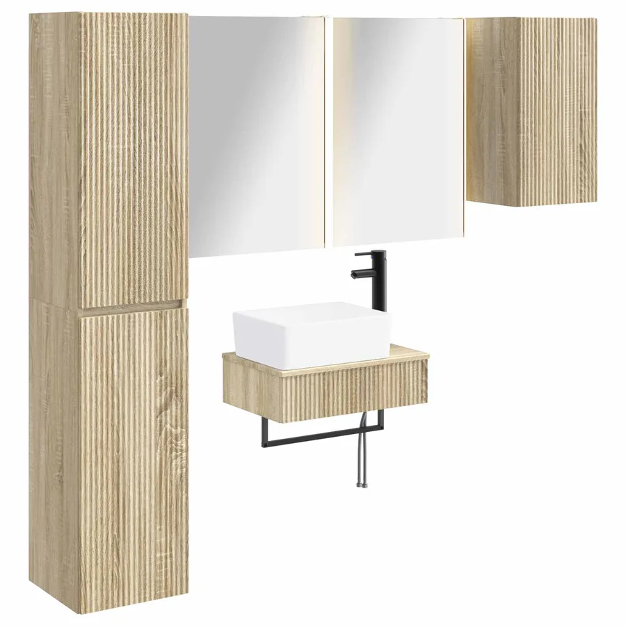 Ensemble de mobilier de salle de bain 5 pcs Chêne Sonoma - 2