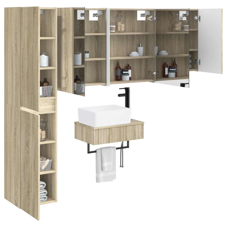Ensemble de mobilier de salle de bain 5 pcs Chêne Sonoma - 3