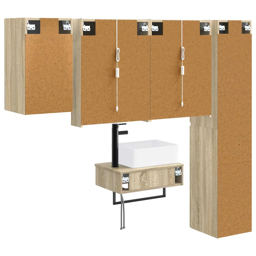 Ensemble de mobilier de salle de bain 5 pcs Chêne Sonoma - 9