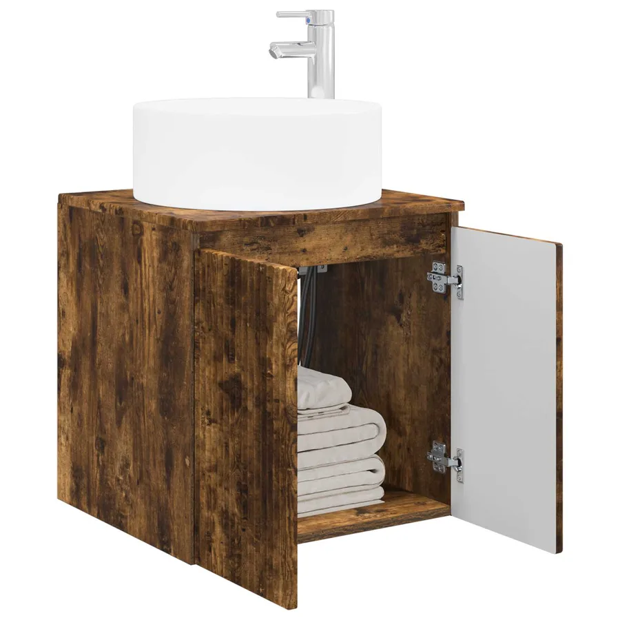 Meuble de lavabo mural Chêne fumé 49,5 x 44,5 x 65,5 cm - 3