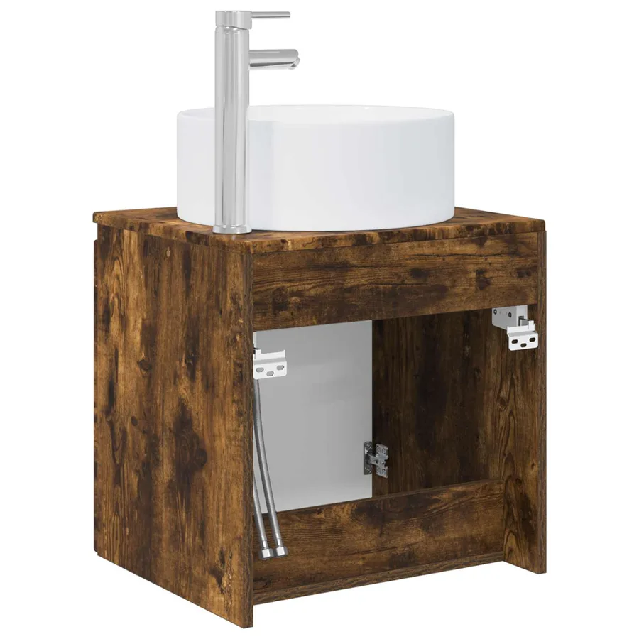 Meuble de lavabo mural Chêne fumé 49,5 x 44,5 x 65,5 cm - 5
