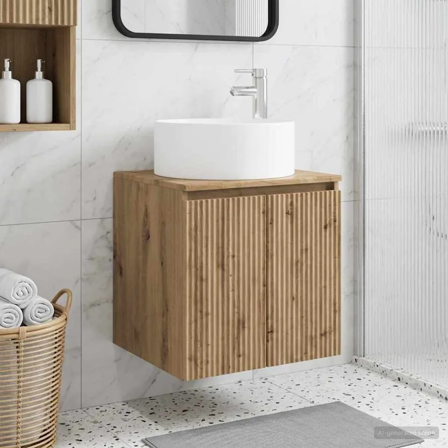 Meuble de lavabo mural Chêne artisanal 49,5 x 44,5 x 65,5 cm