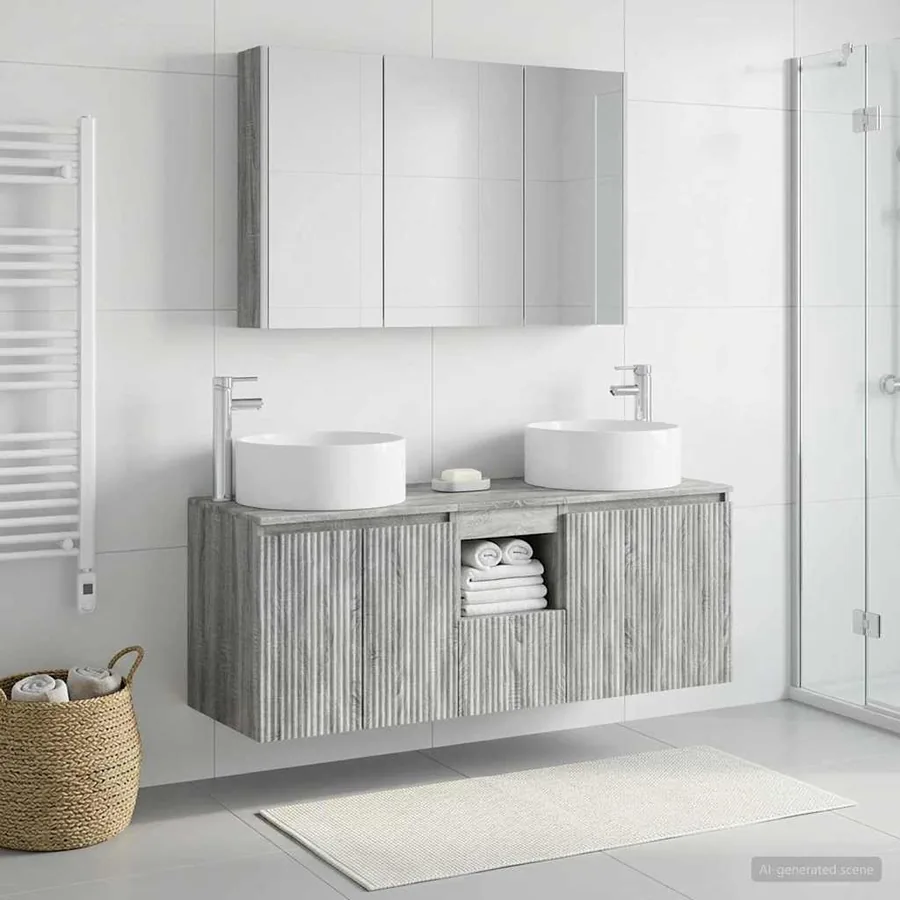 Ensemble d'armoire de salle de bain 4 pcs Sonoma gris