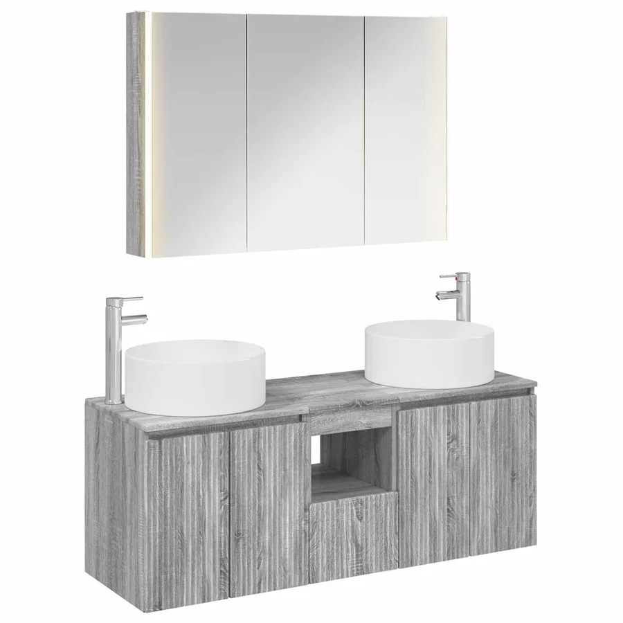 Ensemble d'armoire de salle de bain 4 pcs Sonoma gris - 2