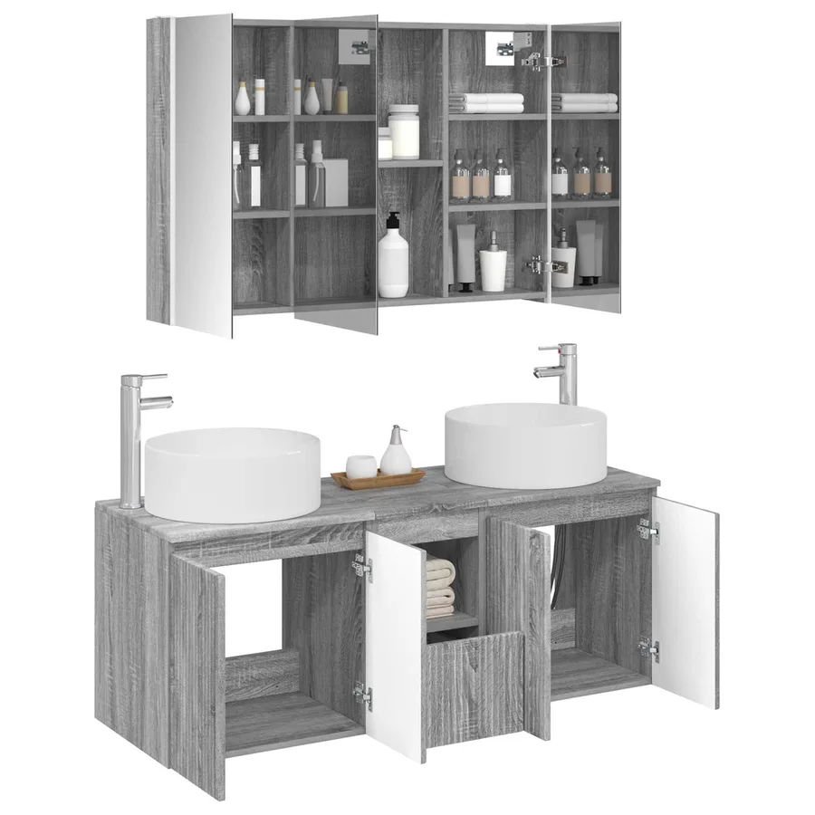 Ensemble d'armoire de salle de bain 4 pcs Sonoma gris - 3