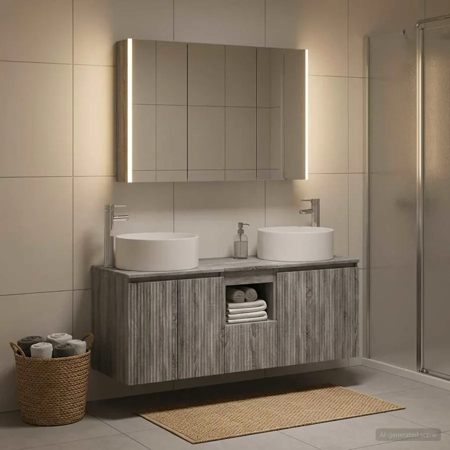 Ensemble d'armoire de salle de bain 4 pcs Sonoma gris - 4