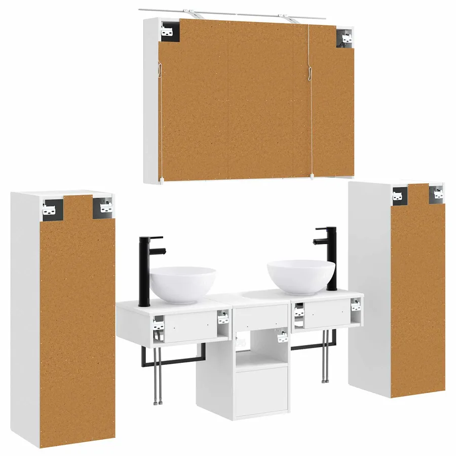 Ensemble de mobilier de salle de bain Montage mural 6 pcs Blanc - 9