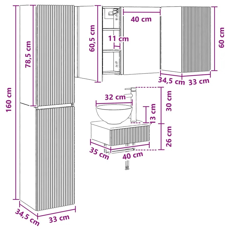 Ensemble de mobilier de salle de bain 5 pcs Blanc - 15