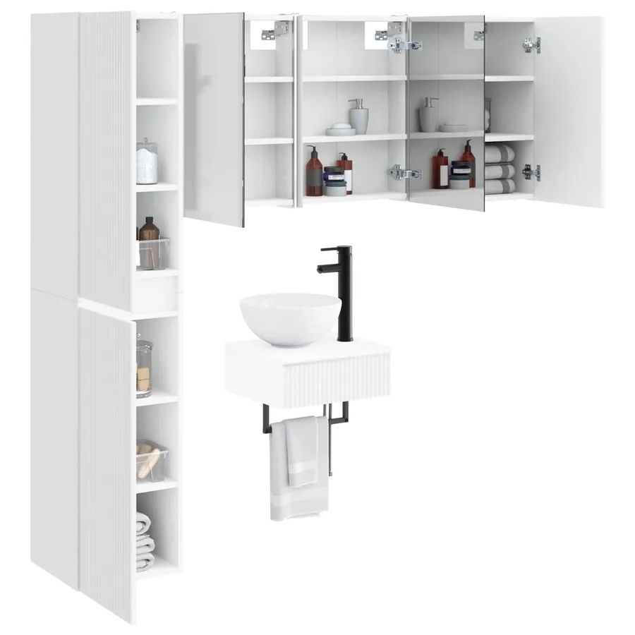 Ensemble de mobilier de salle de bain 5 pcs Blanc - 3