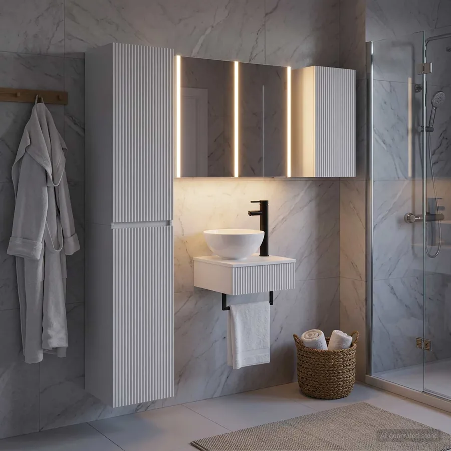 Ensemble de mobilier de salle de bain 5 pcs Blanc - 4