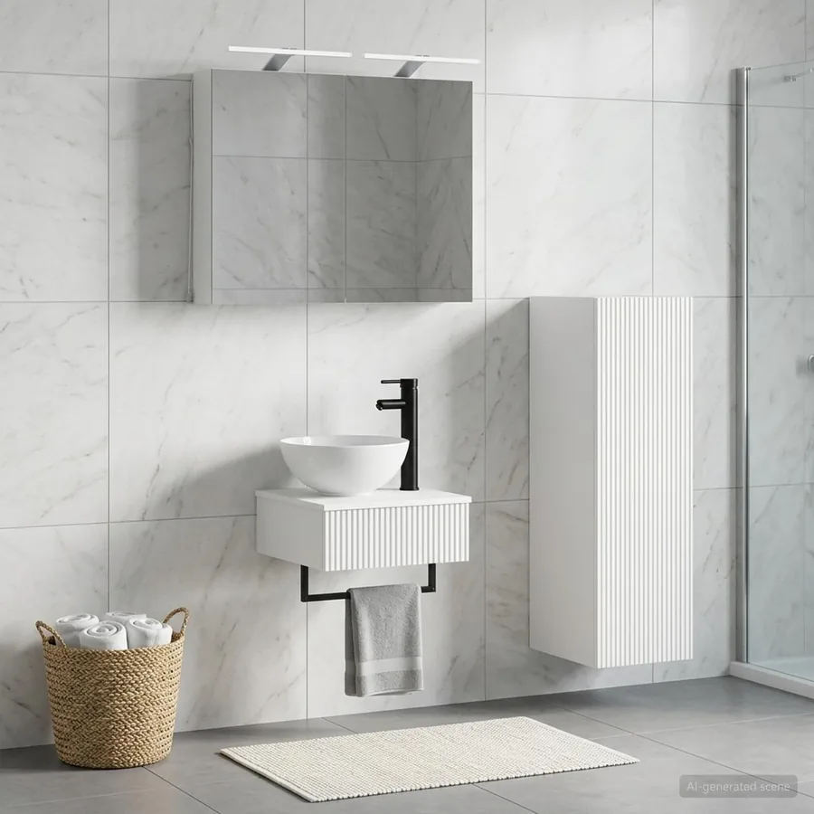Ensemble d'armoire de salle de bain 4 pcs Blanc