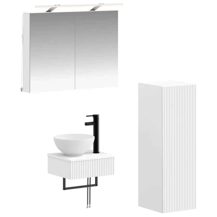 Ensemble d'armoire de salle de bain 4 pcs Blanc - 2