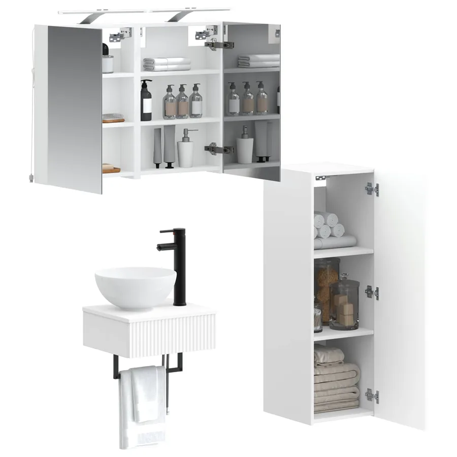 Ensemble d'armoire de salle de bain 4 pcs Blanc - 3