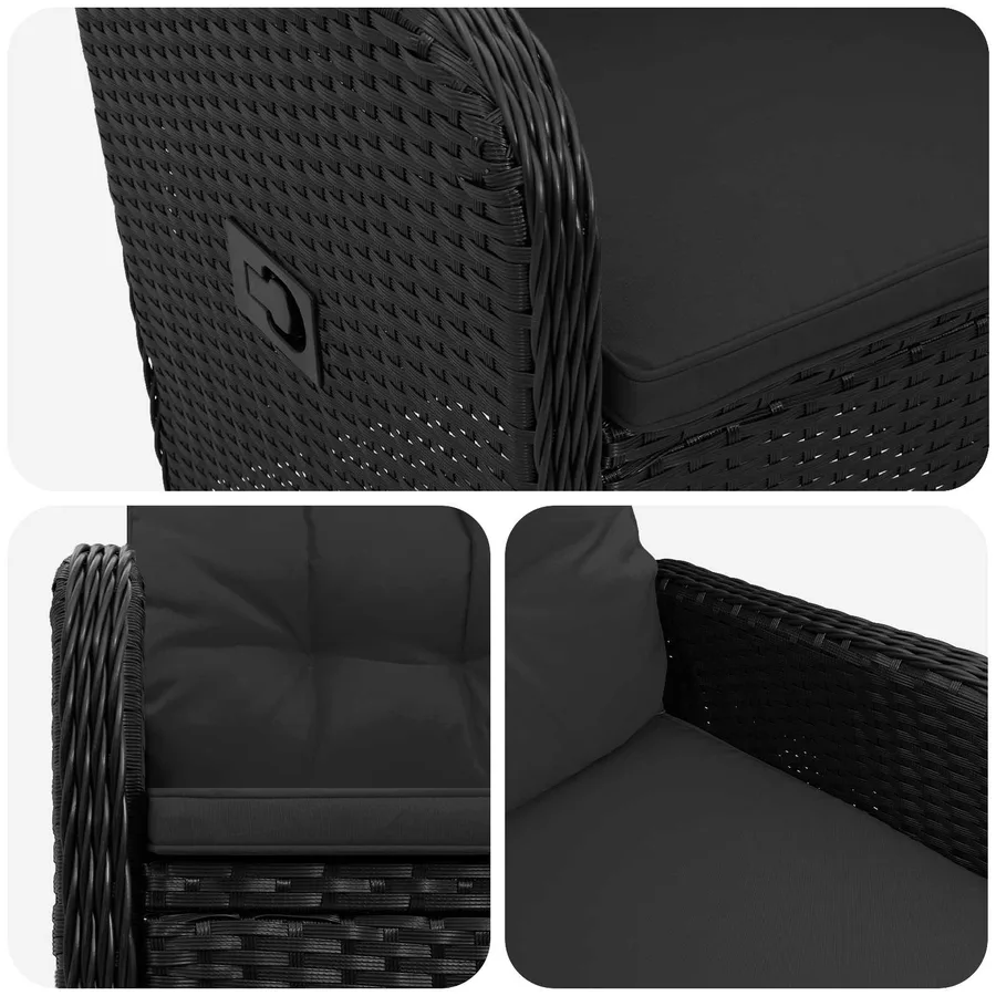 Chaise de jardin inclinable Noir polyrotin - 7