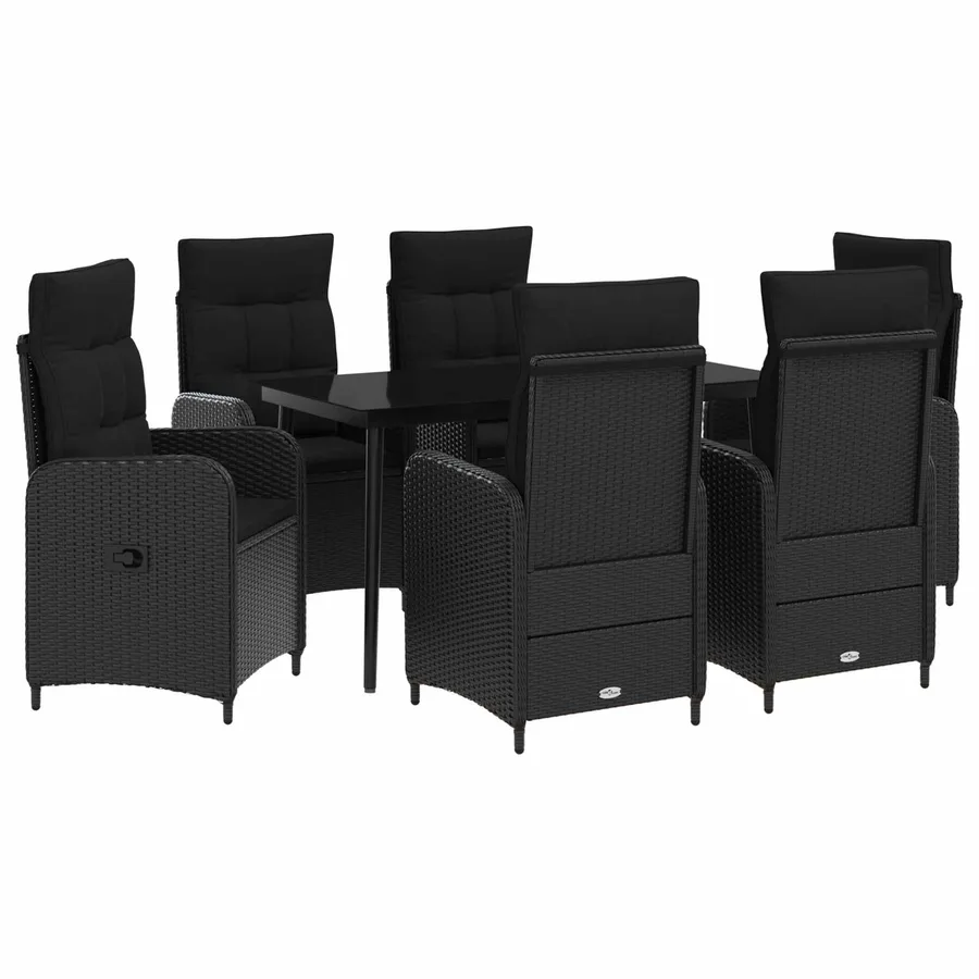 Ensemble de Tables Basses avec coussin avec oreiller 7 pcs Noir - 2