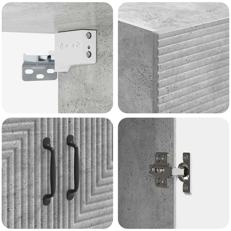 Armoire Murale Gris béton 59 x 31 x 60 cm Bois d'ingénierie - 7