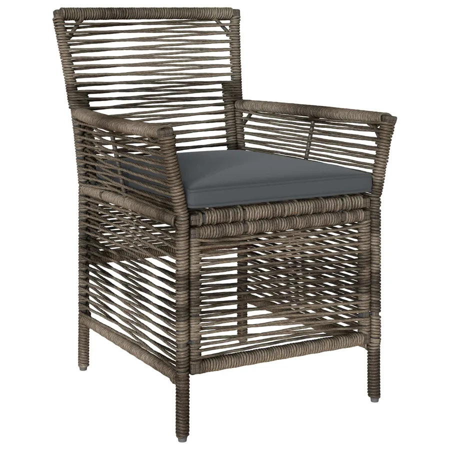 Chaise d'Extérieur 4 pcs Gris et Gris foncé polyrotin - 3