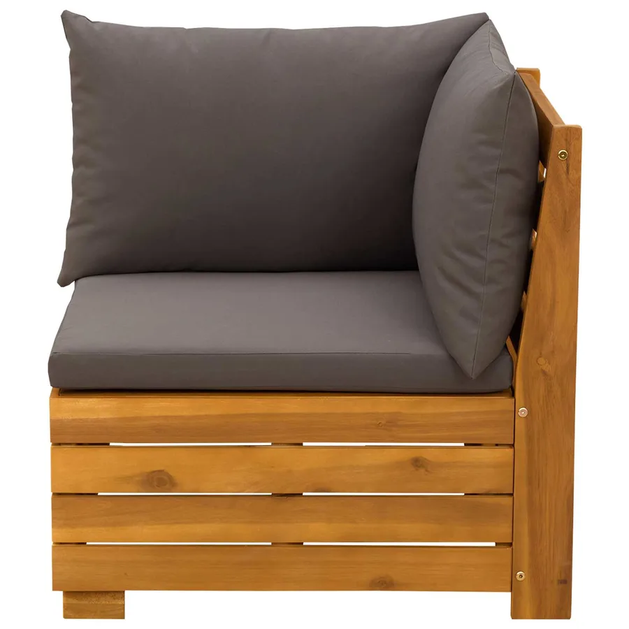 Canapé d'angle de jardin Bois d'Acacia Massif Marron - 3