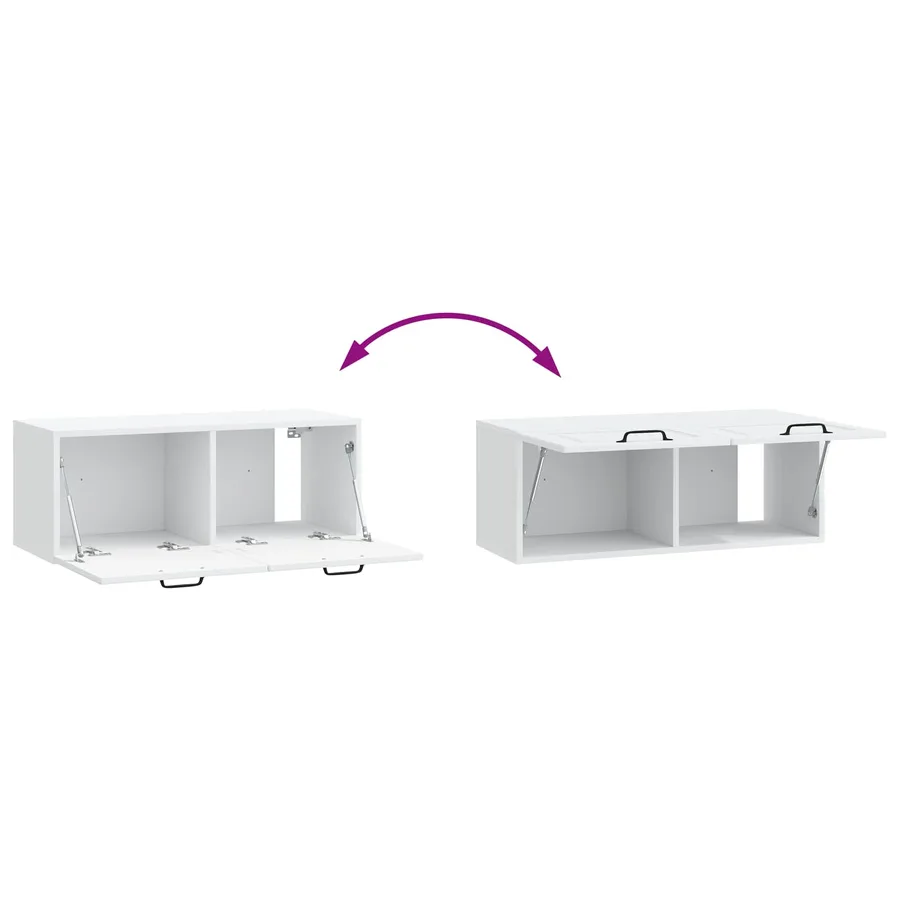 Meuble TV mural Blanc 78,5 x 31 x 30 cm Bois d'ingénierie - 10