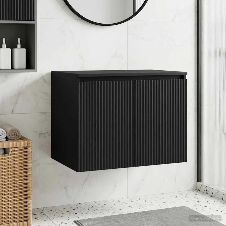 Cabinet de Salle de Bain Mural Noir 62,5 x 44,5 x 50 cm