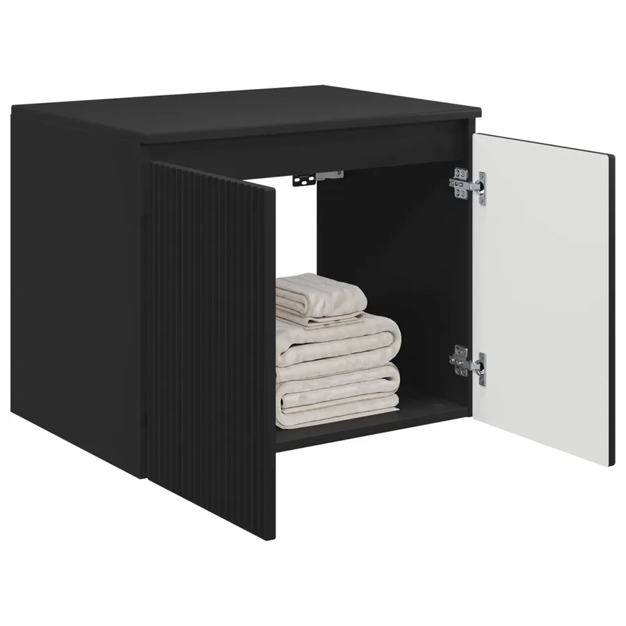 Cabinet de Salle de Bain Mural Noir 62,5 x 44,5 x 50 cm - 3