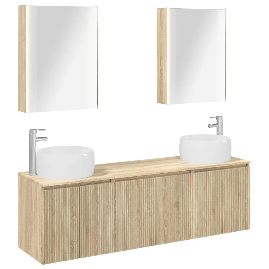 Ensemble d'armoire de salle de bain 5 pcs Chêne Sonoma - 2