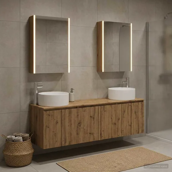Ensemble d'armoire de salle de bain 5 pc Chêne artisanal