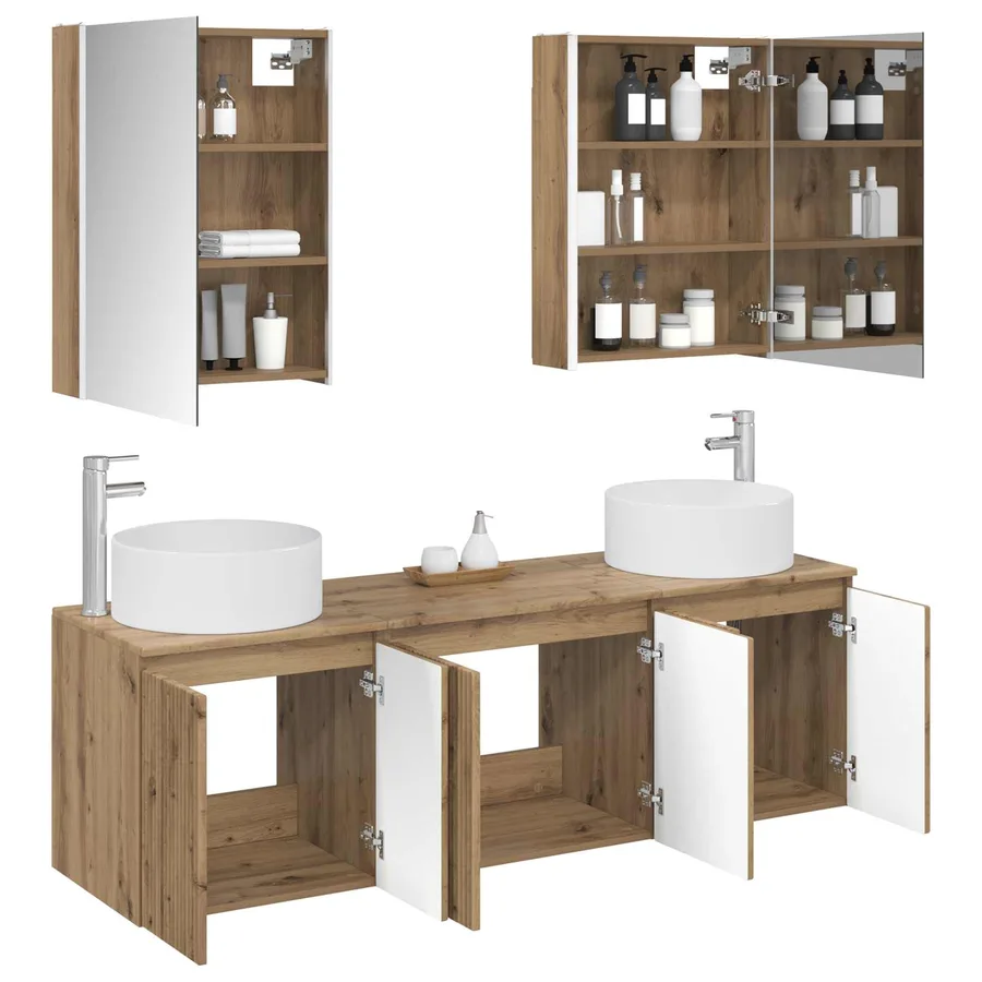 Ensemble d'armoire de salle de bain 5 pc Chêne artisanal - 3